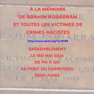 À la mémoire de Brahim Bouarram et toutes les victimes de crimes racistes